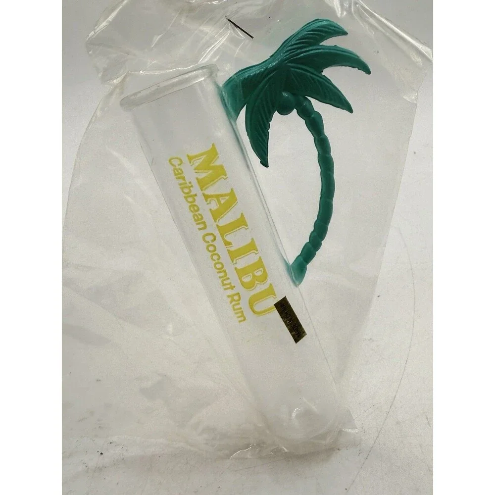 VTG 90s Malibu Caribbean Coconut Rum Plastic Tube Shot Glass Palm Tree Sealed